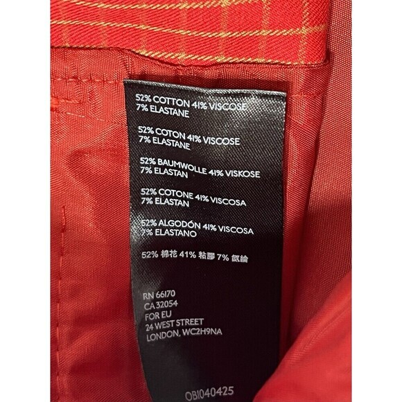 Anthropologie The Essential Slim Pant Peddle Pusher Ankle Windowpane Red Size 0 - Picture 7 of 14